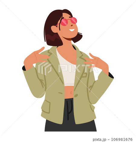 Teenage Girl Confidently Points Towards Herself, Expressing Self-assuredness Or Pride In A Subtle, Nonverbal Manner 106981676