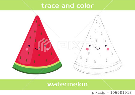 Educational worksheet Trace and color. Educational worksheet Trace and color. 106981918