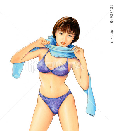 illustration of a young and cute woman 106982589