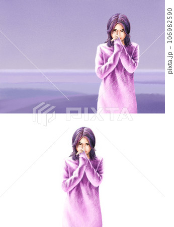A beautiful and sexy woman with a winter landscape A beautiful and sexy woman with a winter landscape 106982590