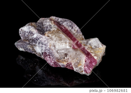 macro mineral tourmaline stone on black background 106982681