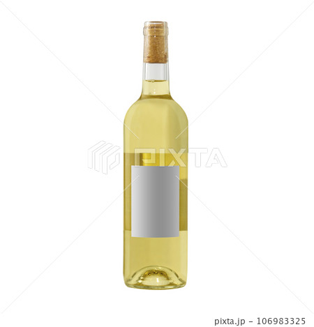 white yellow wine bottle with blank label isolated on white background. white yellow wine bottle with blank label isolated on white background. 106983325