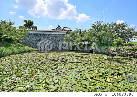 青空と福岡城の風景 石垣と櫓 青空と福岡城の風景 石垣と櫓 106983596