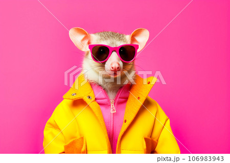 Heavy Funny Possum Anthropomorphic Bright Colors, Generative AI 106983943