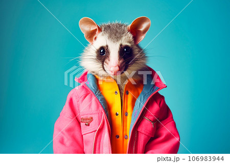 Heavy Funny Possum Anthropomorphic Bright Colors, Generative AI 106983944