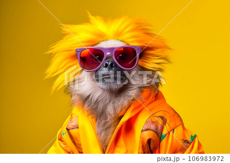 Heavy fun tamarin spotted anthropomorphic bright, Generative AI 106983972