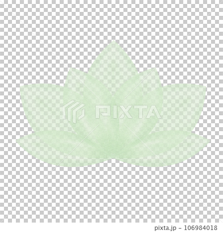 Abstract blooming green water lily. Hand drawn translucent lotus flower. Simply lotuses. Lotus icon, symbol. Watercolor stylized illustration for design, logo, label 106984018