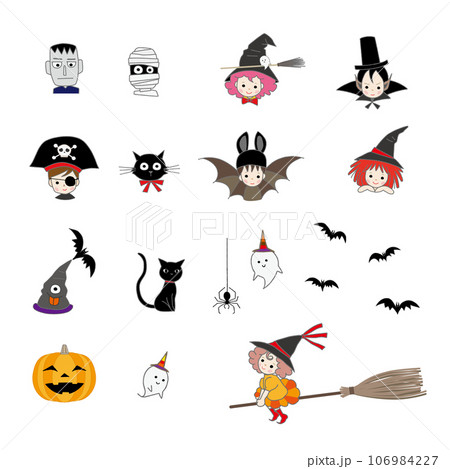 ハロウィン素材 こどもたちの仮装セット ハロウィン素材 こどもたちの仮装セット 106984227