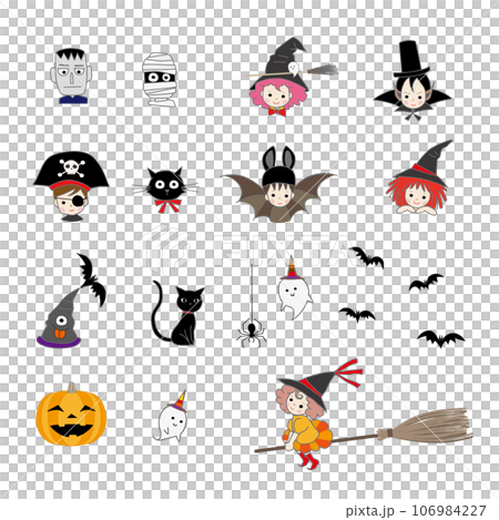 ハロウィン素材 こどもたちの仮装セット ハロウィン素材 こどもたちの仮装セット 106984227