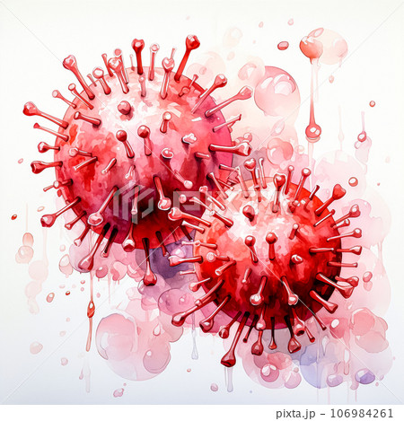 Medical watercolor illustration showing the virus molecule 106984261