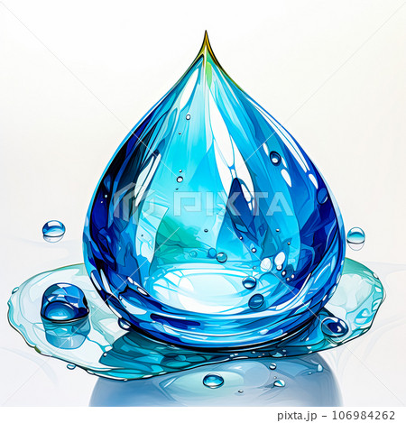 Watercolor Pure water drop, crystal clear 106984262
