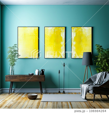 Mockup presentation Apartment paintings enhancing interior design Mockup presentation Apartment paintings enhancing interior design 106984264