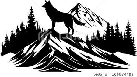 Great and lovely wolf mountain vector art 106984483
