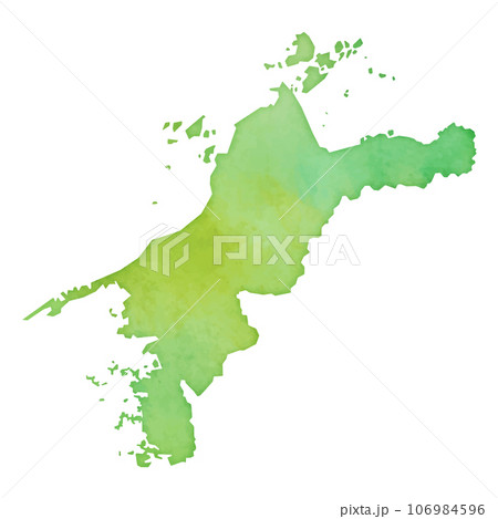 水彩風の愛媛県地図のイラスト 水彩風の愛媛県地図のイラスト 106984596