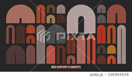 Mid century arch elements, modern geometric...のイラスト素材