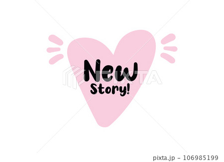 New Story sign, label, sticker, text design with pink heart New Story sign, label, sticker, text design with pink heart 106985199