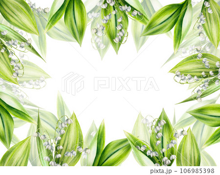 Watercolor set of bouquets of lilies of the valley flowers isolated on white background. Spring hand painted illustration. For designers, wedding, decoration, postcards, wrapping paper, scrapbooking, Watercolor set of bouquets of lilies of the valley flowers isolated on white background. Spring hand painted illustration. For designers, wedding, decoration, postcards, wrapping paper, scrapbooking, 106985398