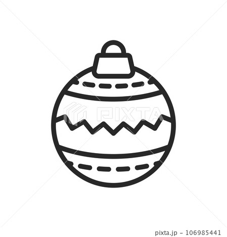 Christmas Ornaments Icon. Vector Outline Editable Isolated Sign of a Decorative Bauble with Ornate Patterns, Symbolizing Festive Holiday Decorations. 106985441