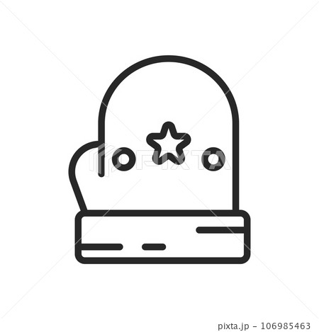 Festive Mitten Icon. Vector Outline Editable Isolated Sign of a Cute Winter Glove with New Year Decoration, Symbolizing Warmth, Christmas and New Year Holiday Celebrations. Festive Mitten Icon. Vector Outline Editable Isolated Sign of a Cute Winter Glove with New Year Decoration, Symbolizing Warmth, Christmas and New Year Holiday Celebrations. 106985463