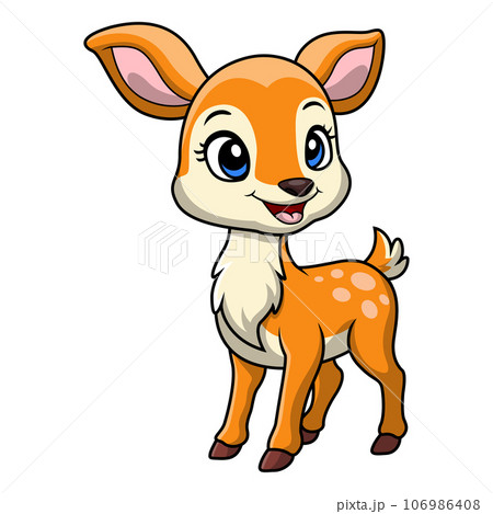 Cute little deer cartoon on white background 106986408