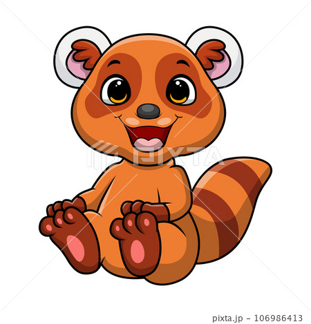 Cute little red panda cartoon on white background 106986413