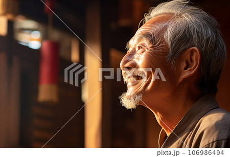 笑顔の老人男性　AI生成画像 106986494