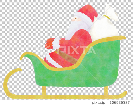 聖誕老人和他的雪橇的簡單可愛的圖畫書風格插圖 - 聖誕形象 106986587