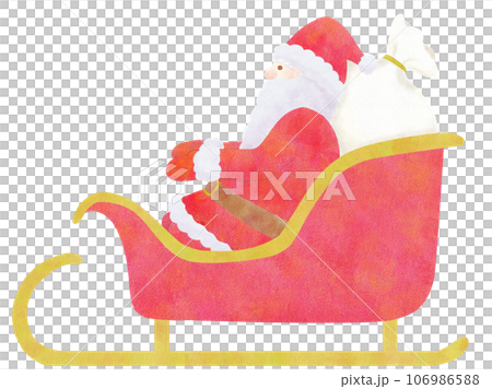 聖誕老人和他的雪橇的簡單可愛的圖畫書風格插圖 - 聖誕形象 106986588