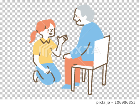 Female caregiver taking care of the elderly_color Female caregiver taking care of the elderly_color 106986853