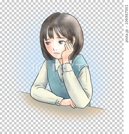 Illustration of a girl with a dark expression 106987001