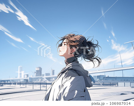 空を見上げる女性 AI画像 空を見上げる女性 AI画像 106987014