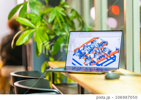 三次元CAD　立体的　3DCG　建築設備設計　夜のラウンジ 106987050