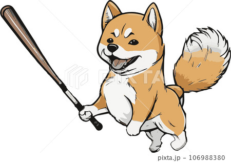 野球をする犬のイラスト 野球をする犬のイラスト 106988380