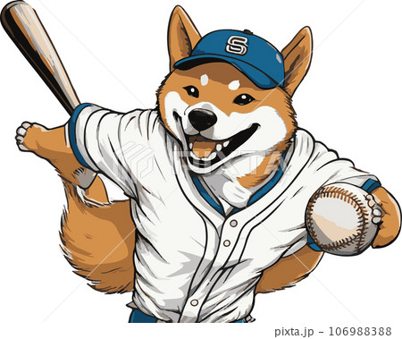 野球をする犬のイラスト 106988388