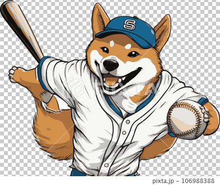 Illustration of a dog playing baseball 106988388