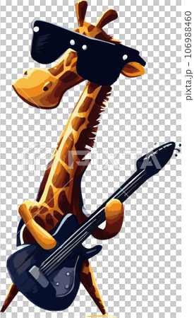 Illustration of a giraffe playing the guitar 106988460