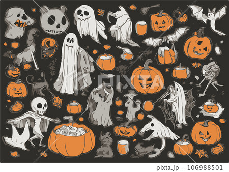 ハロウィンに使えるイラストパーツセット 106988501