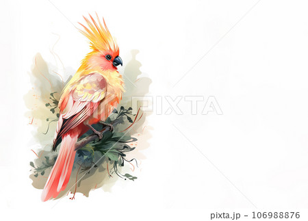 Painting of cockatiel bird on clean background. Bird. Wildlife Animals. Illustration, Generative AI. 106988876