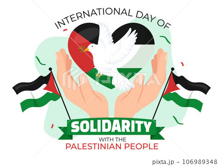 International Day of Solidarity with the Palestinian People Vector Illustration on 29 November with Waving Flag in in Flat Cartoon Green Background 106989348
