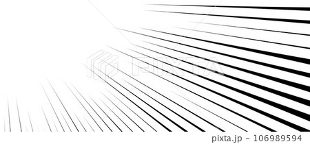 Diagonal speed lines background. Comic book explosion wallpaper. Abstract black flash frame design. Manga anime cartoon beam sun burst. Pop art corner effect. Vector striped backdrop 106989594