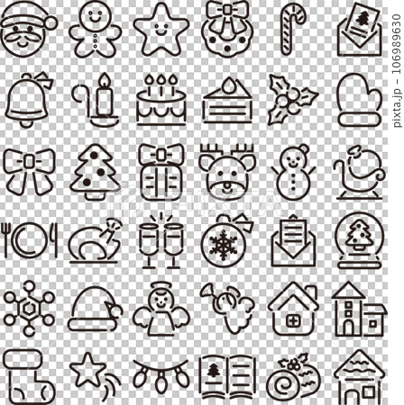 Christmas icon pictogram decoration simple line cute illustration material set Christmas icon pictogram decoration simple line cute illustration material set 106989630