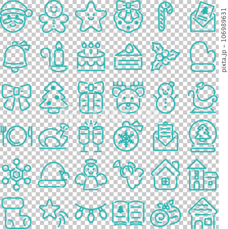 Christmas icon pictogram decoration simple line cute illustration material set Christmas icon pictogram decoration simple line cute illustration material set 106989631