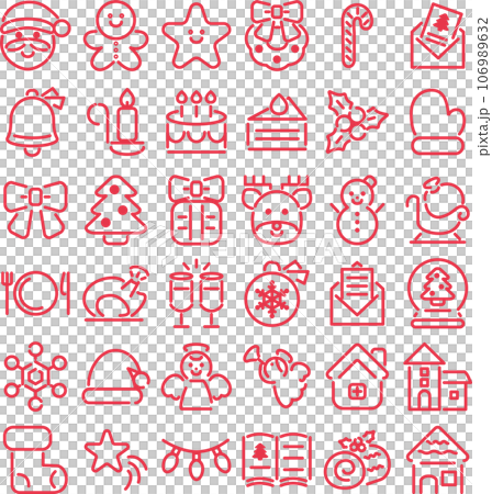 Christmas icon pictogram decoration simple line cute illustration material set Christmas icon pictogram decoration simple line cute illustration material set 106989632