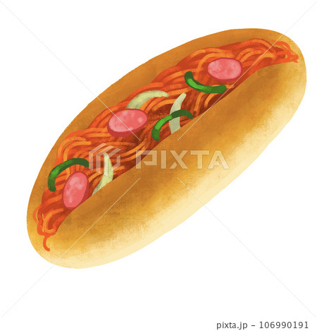 コッペパンのイラスト　ナポリタン 106990191