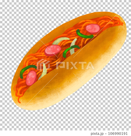 コッペパンのイラスト　ナポリタン 106990191