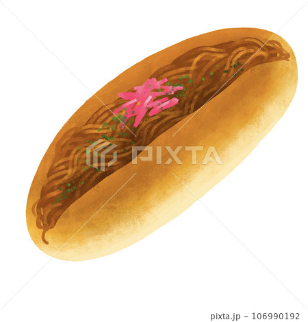 焼きそばパン　コッペパンのイラスト 106990192