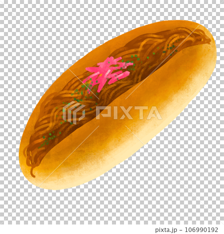 焼きそばパン　コッペパンのイラスト 106990192