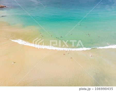 Summer sea nature background,Aerial view of Waves crashing on sandy shore,Sea surface ocean waves background Summer sea nature background,Aerial view of Waves crashing on sandy shore,Sea surface ocean waves background 106990435