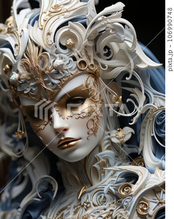 Woman in Venetian carnival mask, festive masquerade. AI 106990748