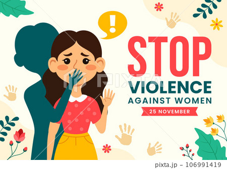 International Day for the Elimination of Violence Against Women Vector Illustration on 25 November with Girls and Flower Background Cartoon Design 106991419